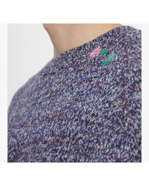 Dries Van Noten Blue Crew Neck Long-Sleeved Knitwear for men