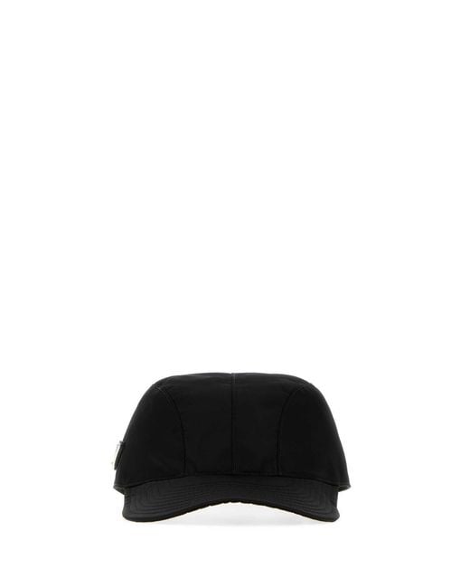 Prada Black Logo Re-Nylon Baseball Cap for men