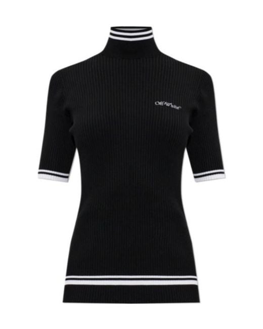 Off-White c/o Virgil Abloh Black Short-Sleeved High-Neck Knit Top