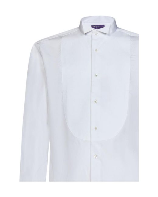 Ralph Lauren White Long Sleeved Buttoned Poplin Shirt for men