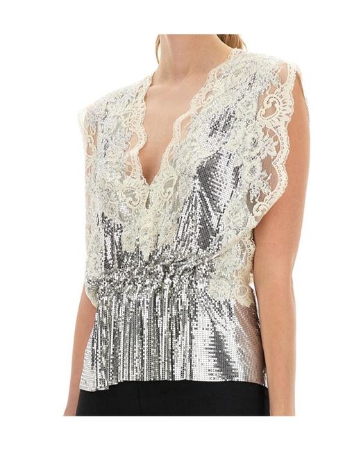Rabanne Multicolor Rabanne Lace Sequin-Embellished Sleeveless Top