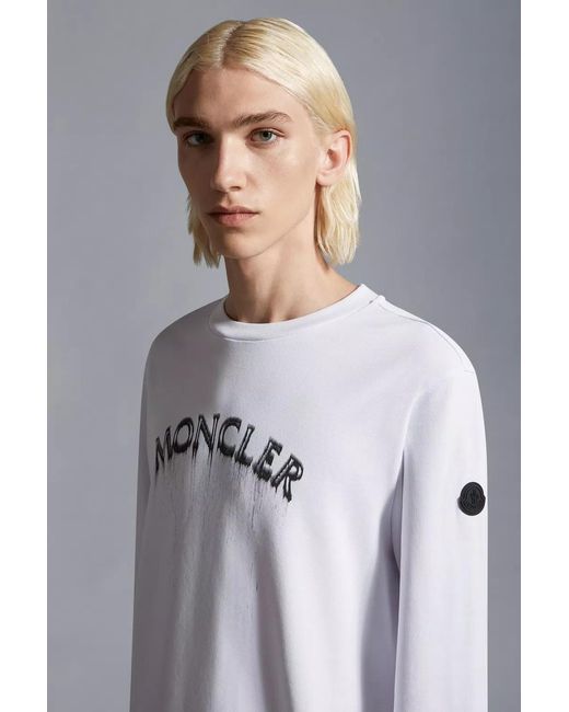 Moncler White Logo Sweatshirt for men