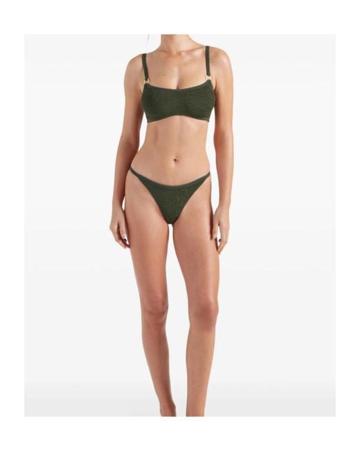 Hunza G Green Iris Two-Piece Crinkle Bikini Set