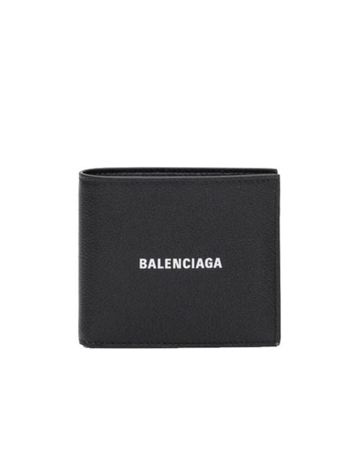 Balenciaga Black Logo Print Bifold Wallet for men