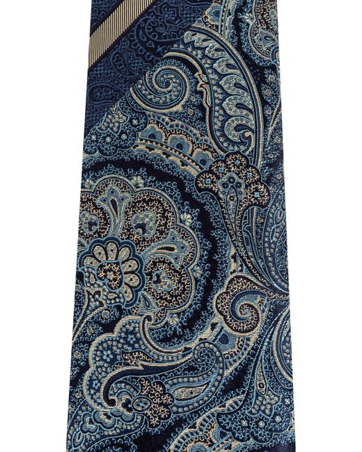 Etro Blue Patchwork Jacquard Tie for men