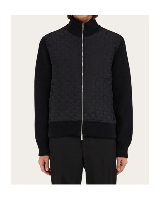 Ferragamo Black High-Necked Casual Jacket for men