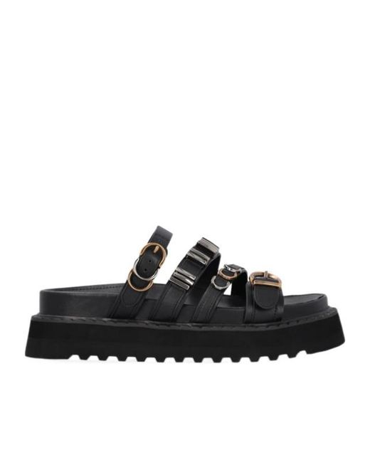 Pinko Black Wedge And Straps Slippers