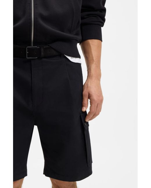 Boss Black Suede Belt With Tonal Pin Buckle for men