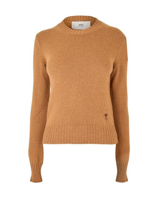 AMI Brown Crewneck Knit Sweater