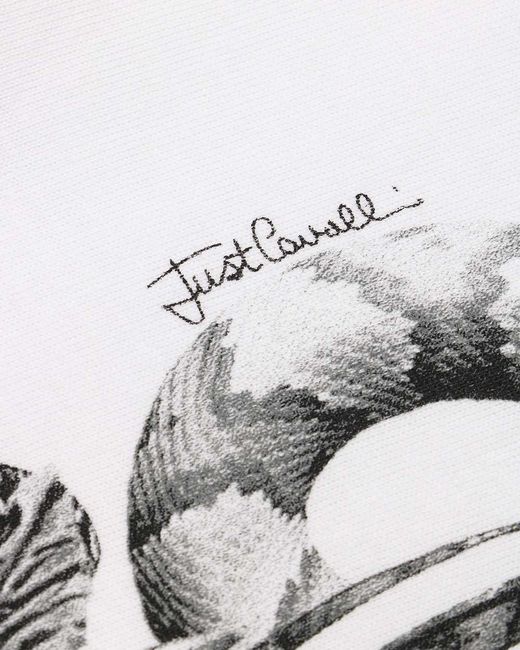 Just Cavalli White Printed T-Shirt With Round Neck for men
