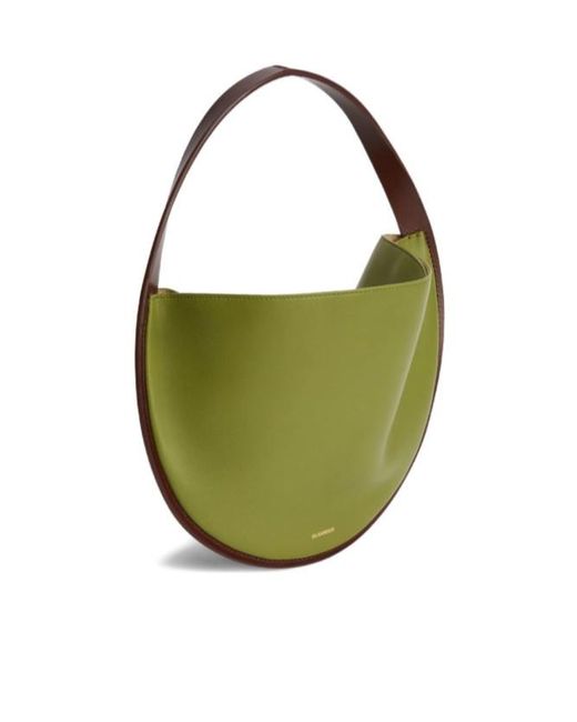 Jil Sander Green Pivot Leather Shoulder Bag