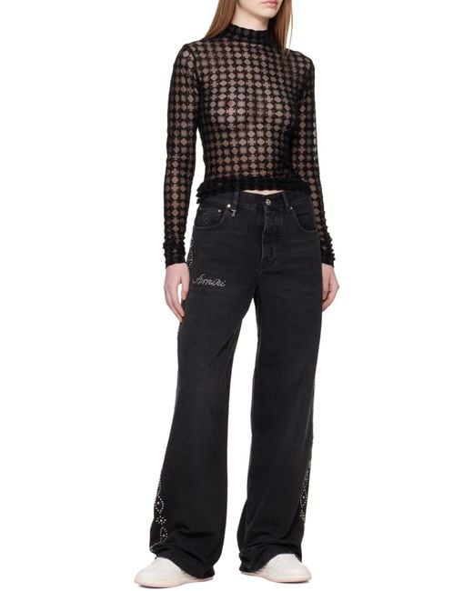 Amiri Black Ma Quad Flocked Top
