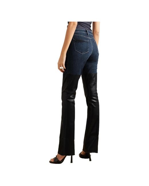 L'Agence Blue Coated High-Waisted Flared Jeans
