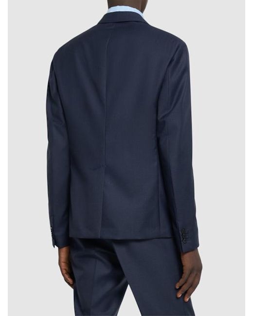 Versace Blue Long-Sleeved Suit Coat for men