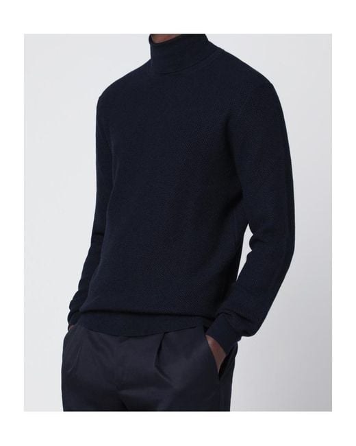 Tagliatore Blue Long-Sleeved Turtleneck Jumper for men