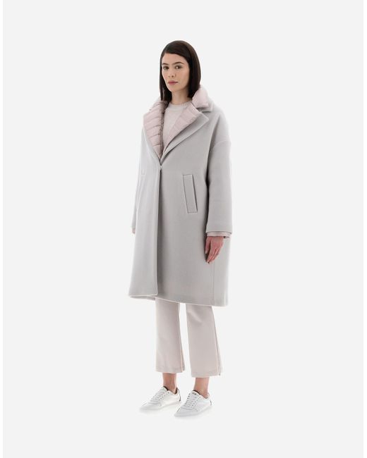 Herno Gray Layered Long-Sleeved Quilted Coat