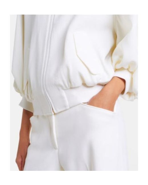 Gabriela Hearst White Aluin Virgin Wool Bomber Jacket