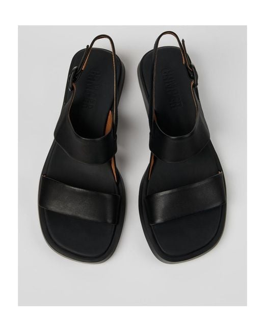 Camper Black Wide-Strap Flat Sandals