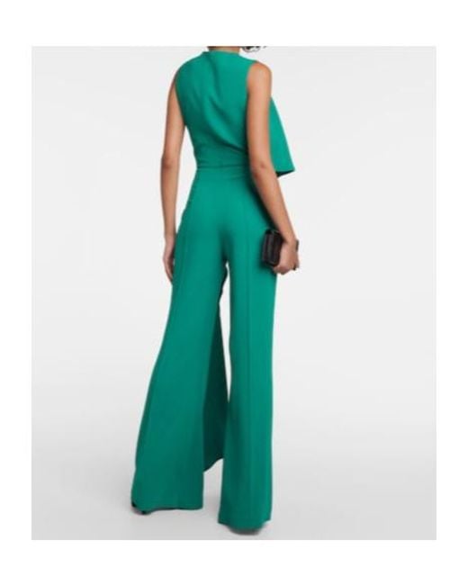 Elie Saab Green Draped Wide-Leg Jumpsuit