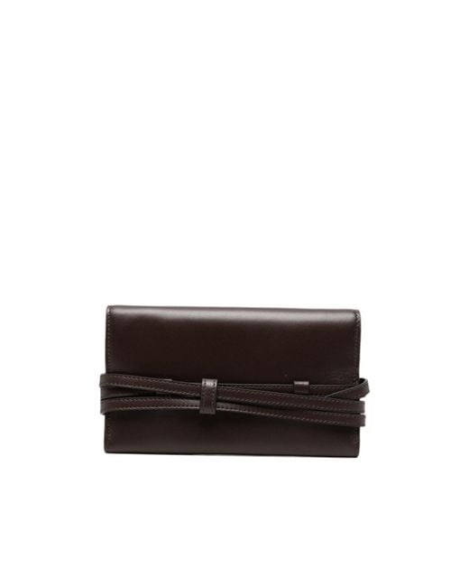 Moschino Brown Buckle-Detail Chain-Strap Wallet