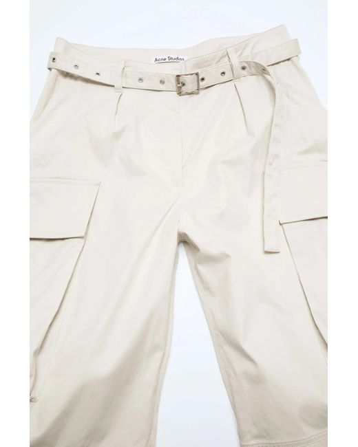 Acne Natural Cargo Trousers With Belt