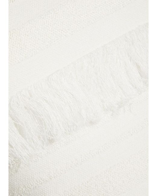 Jonathan Simkhai White Fringed Strapless Knit Top