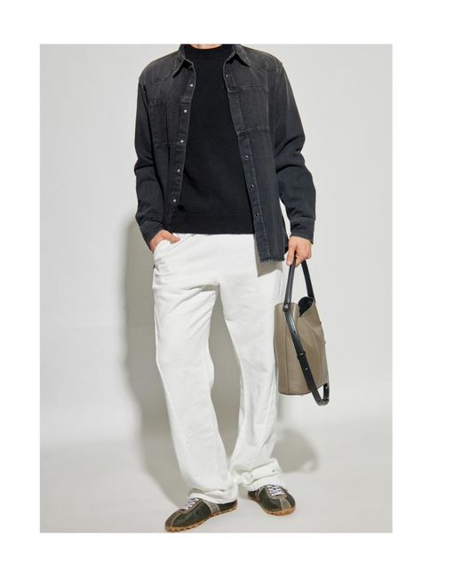 MM6 by Maison Margiela White Numeric Embroidered Sweatpants for men