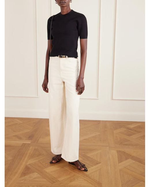 Totême  Black Totême Short Sleeved Knitted Top