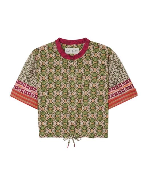 Saloni Multicolor Printed Cotton Poplin Cropped Shirt