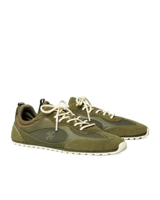 Tory Burch Green Field Lace-Up Sneakers