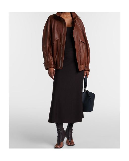 Nour Hammour Brown Ariste Leather Bomber Jacket