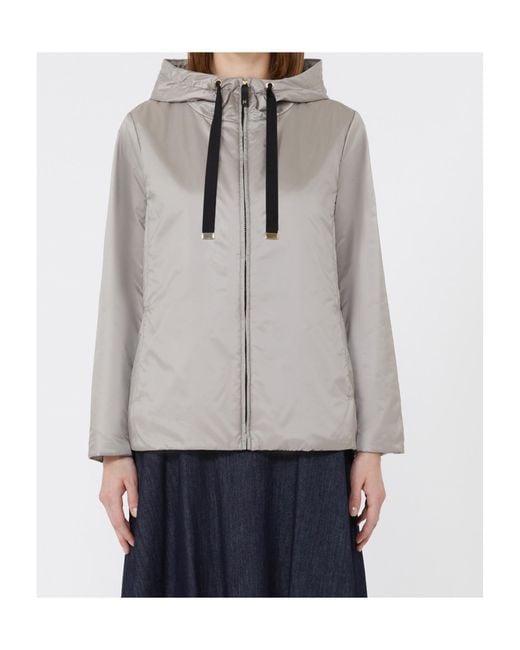 Max Mara Gray Padded Water-Repellent Hooded Jacket