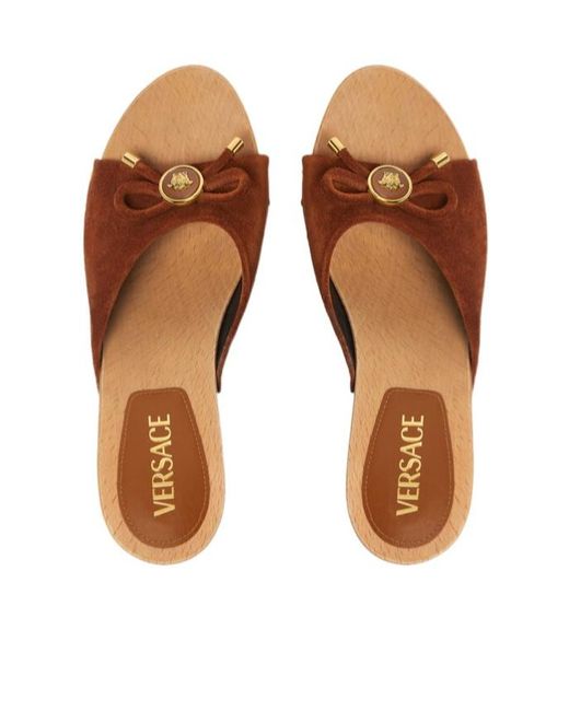 Versace Brown Platform Medusa Mules