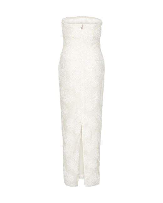 ROTATE BIRGER CHRISTENSEN White Floral Embroidered Strapless Dress