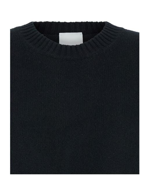 Allude Black Crewneck Sweater With Dropped Shoulders