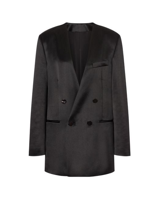 Philosophy Di Lorenzo Serafini Black Double Breasted Satin Blazer