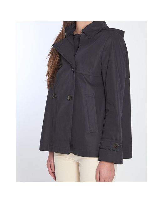Herno Black Double Breasted Hooded Jacket