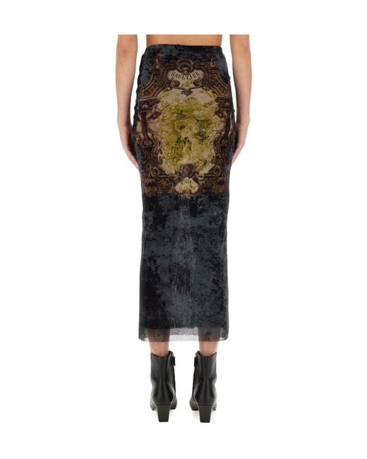 Jean Paul Gaultier Green Printed Pattern Skirt