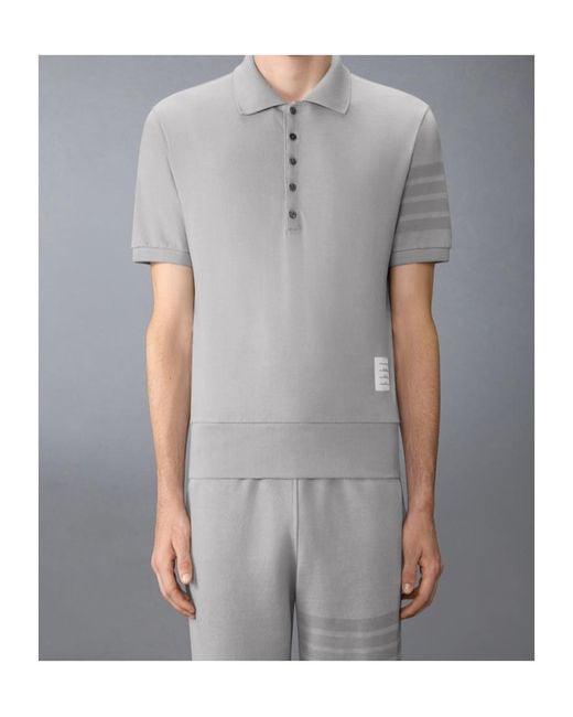 Thom Browne Gray Ottoman-Bar Top Polo for men