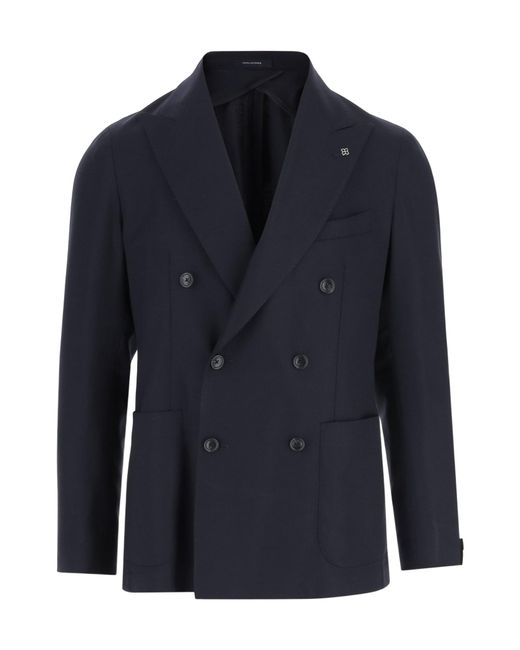 Tagliatore Blue Montecarlo Double-Breasted Blazer for men
