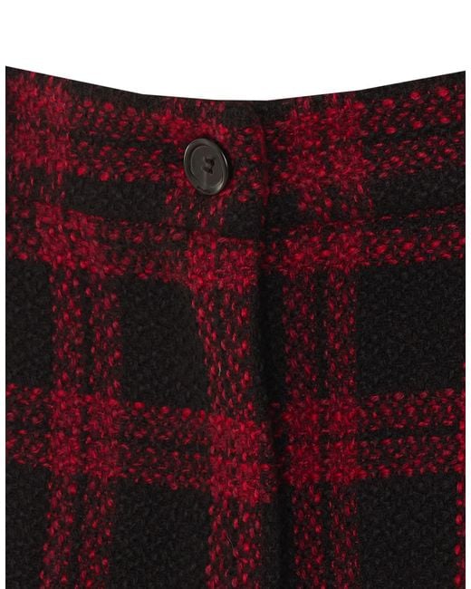 Pinko Red Check-Pattern Knee-Length Shorts