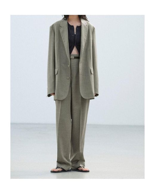 Auralee Gray Striped Suit Jacket
