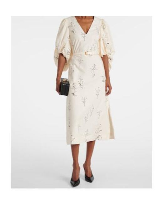 Altuzarra White Corrie Belted Floral Cotton Midi Dress