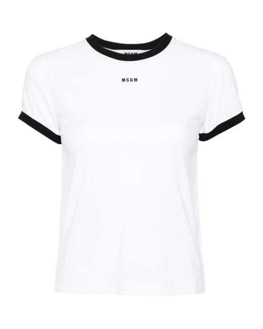 MSGM White Logo-Print T-Shirt