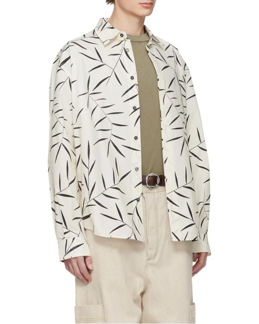 Jacquemus White Le Simon Ml Leaf-Print Button-Up Shirt for men