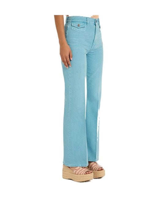 Chloé Blue Embroidered Straight-Leg Jeans