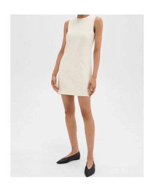 Theory Natural Crewneck Sleeveless Shift Dress