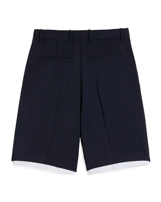 Jil Sander Blue Double-Layer Pleated Shorts for men