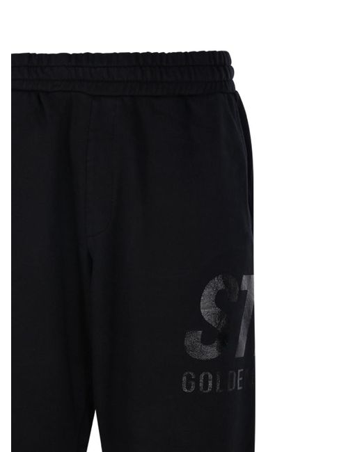Golden Goose Deluxe Brand Black Wide Jogging Pant Logo Print for men