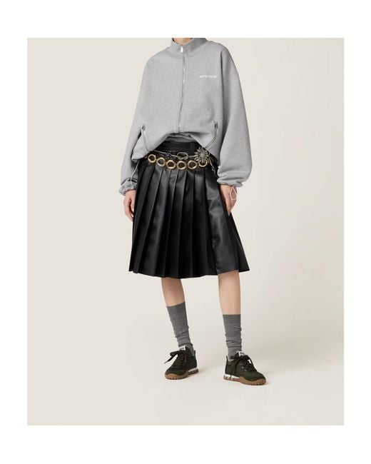 Miu Miu Gray Cotton Fleece Zipper Sweatshirt